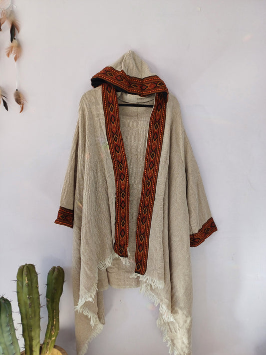 Camel Wool Blanket Coat (Cream)