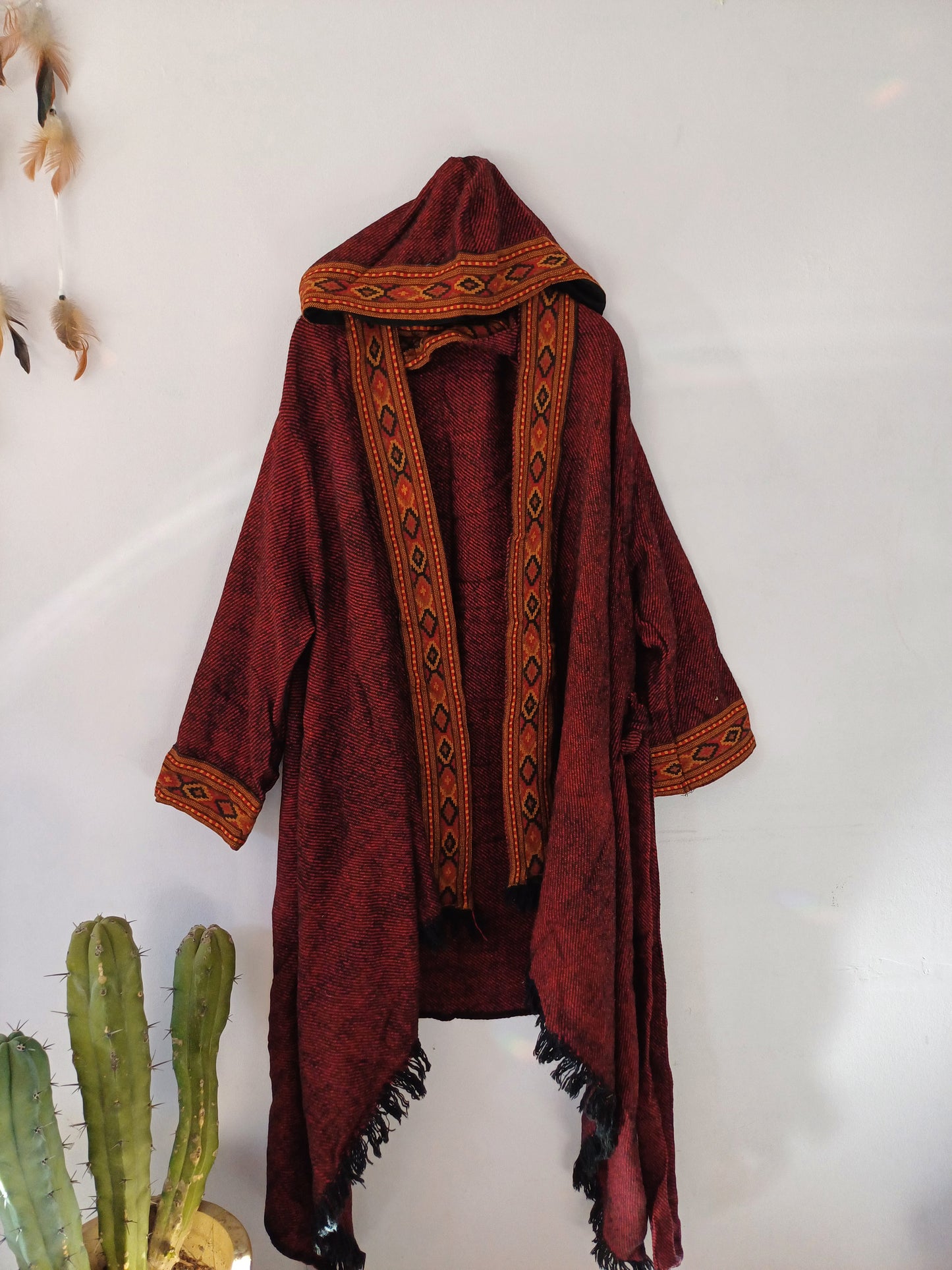 Camel Wool Blanket Coat (Red)