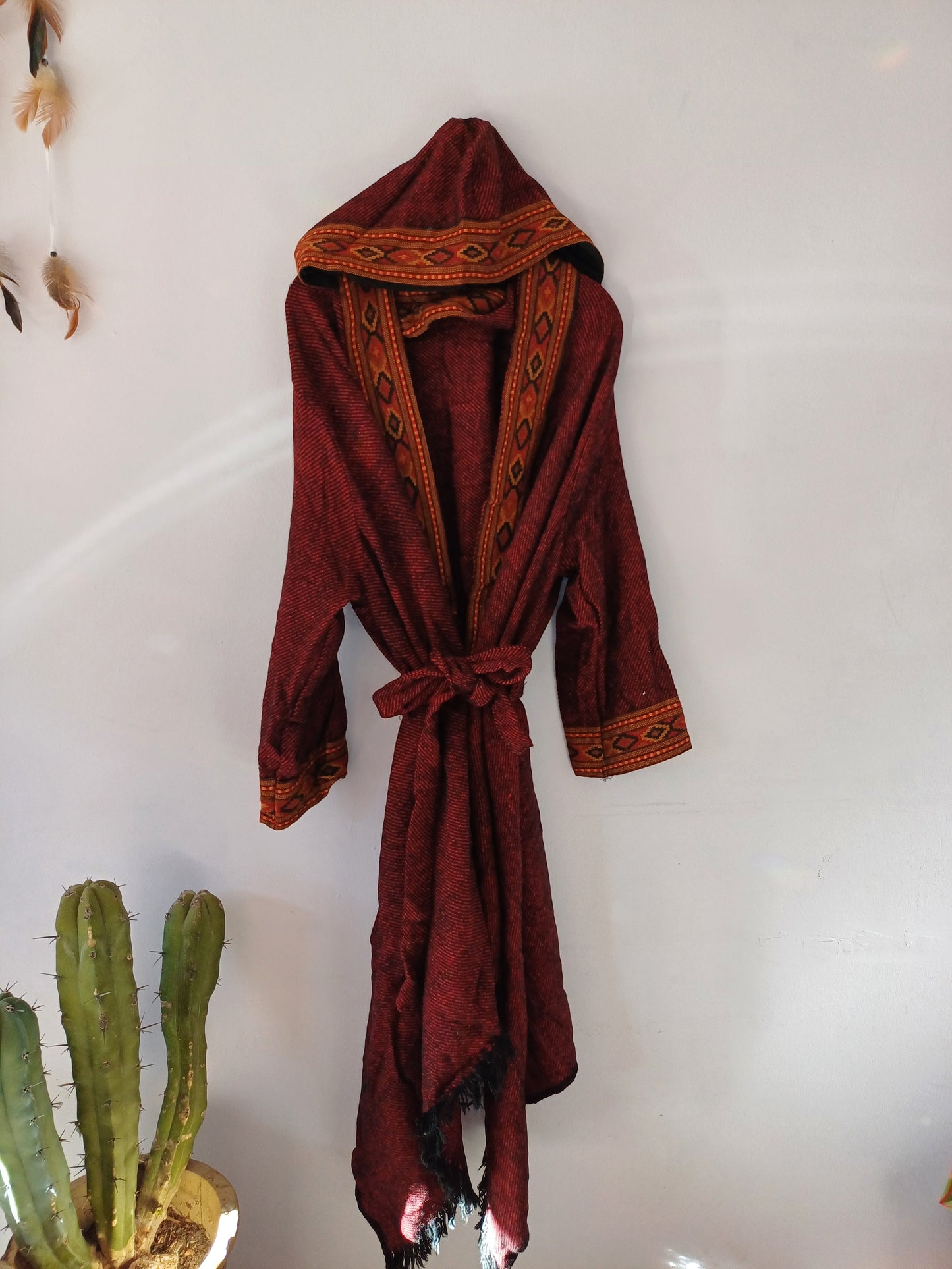 Camel Wool Blanket Coat (Red)
