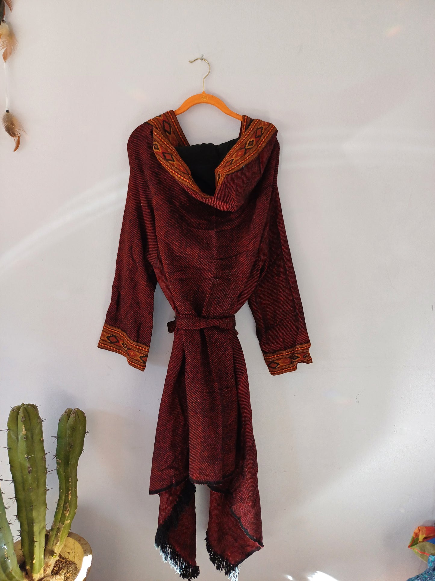 Camel Wool Blanket Coat (Red)