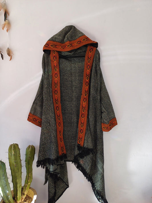 Camel Wool Blanket Coat ( Charcoal )