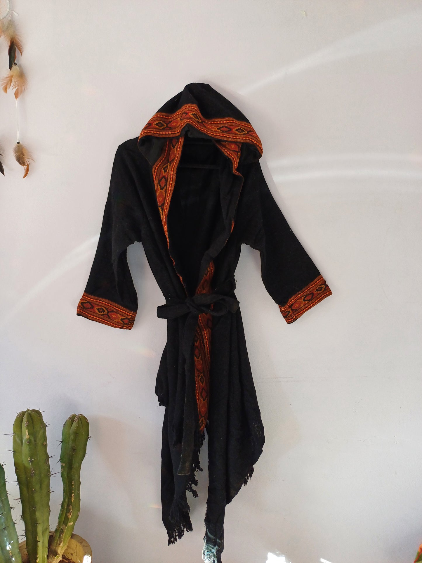 Camel Wool Blanket Coat ( Black )