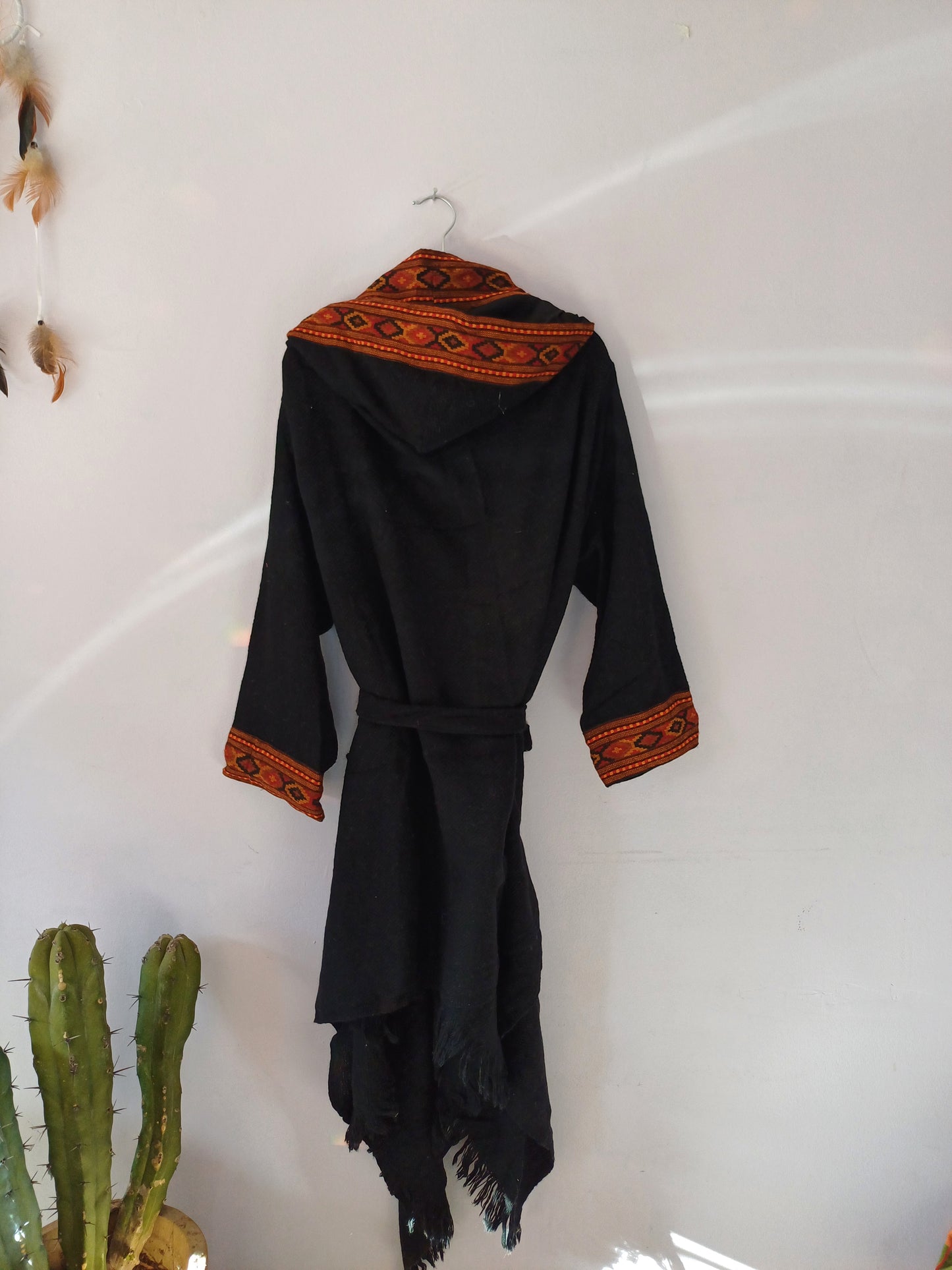 Camel Wool Blanket Coat ( Black )