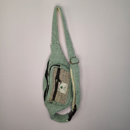 Teal Hemp/Jute Moon Bag