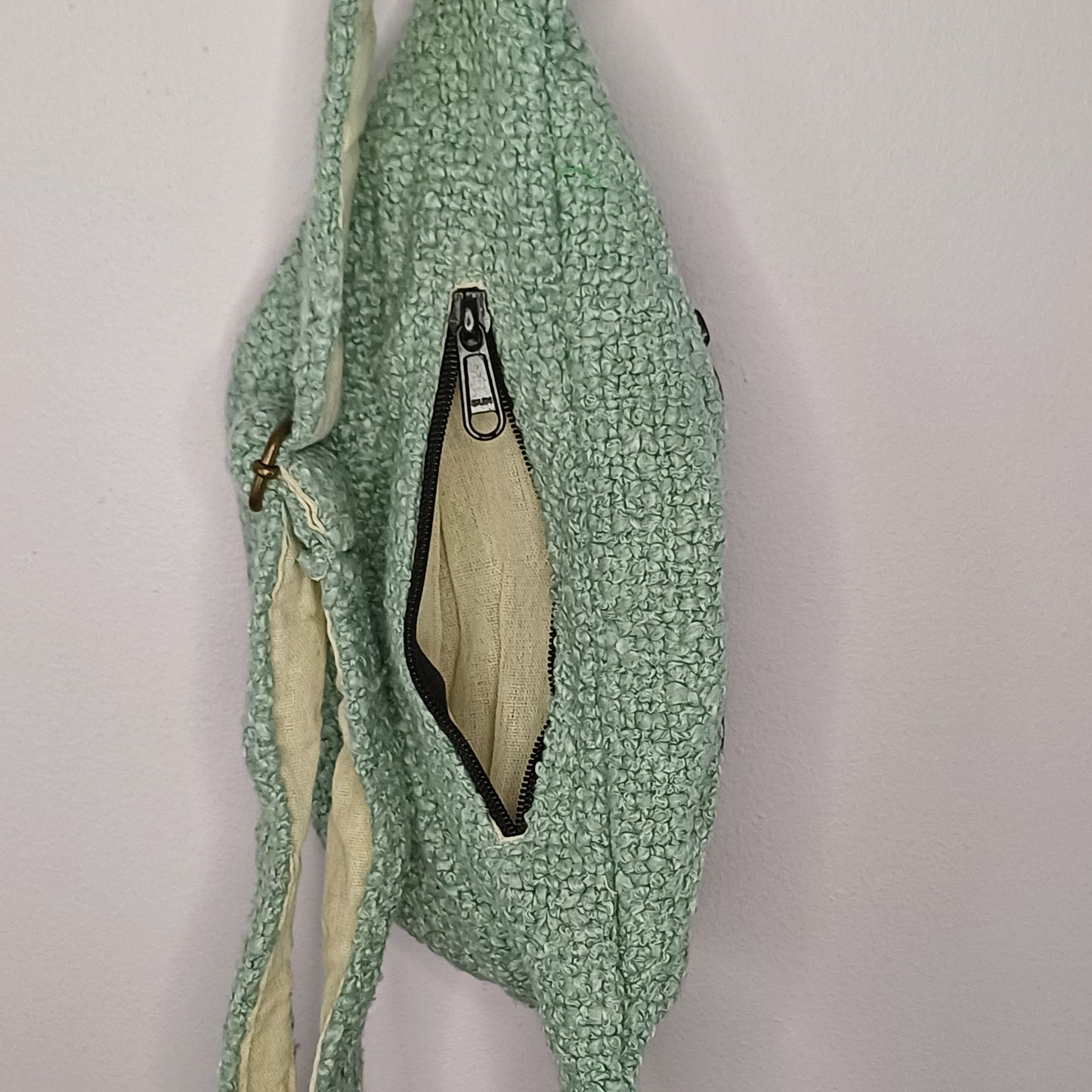 Teal Hemp/Jute Moon Bag