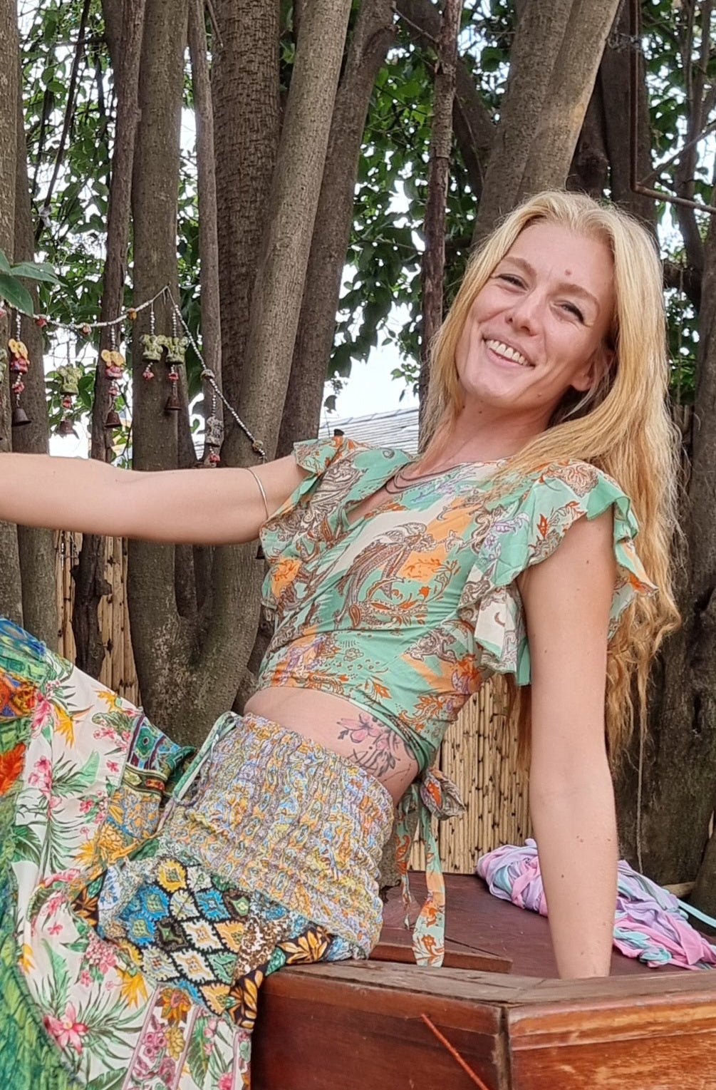 Tropical Treasure Tie Silk Top