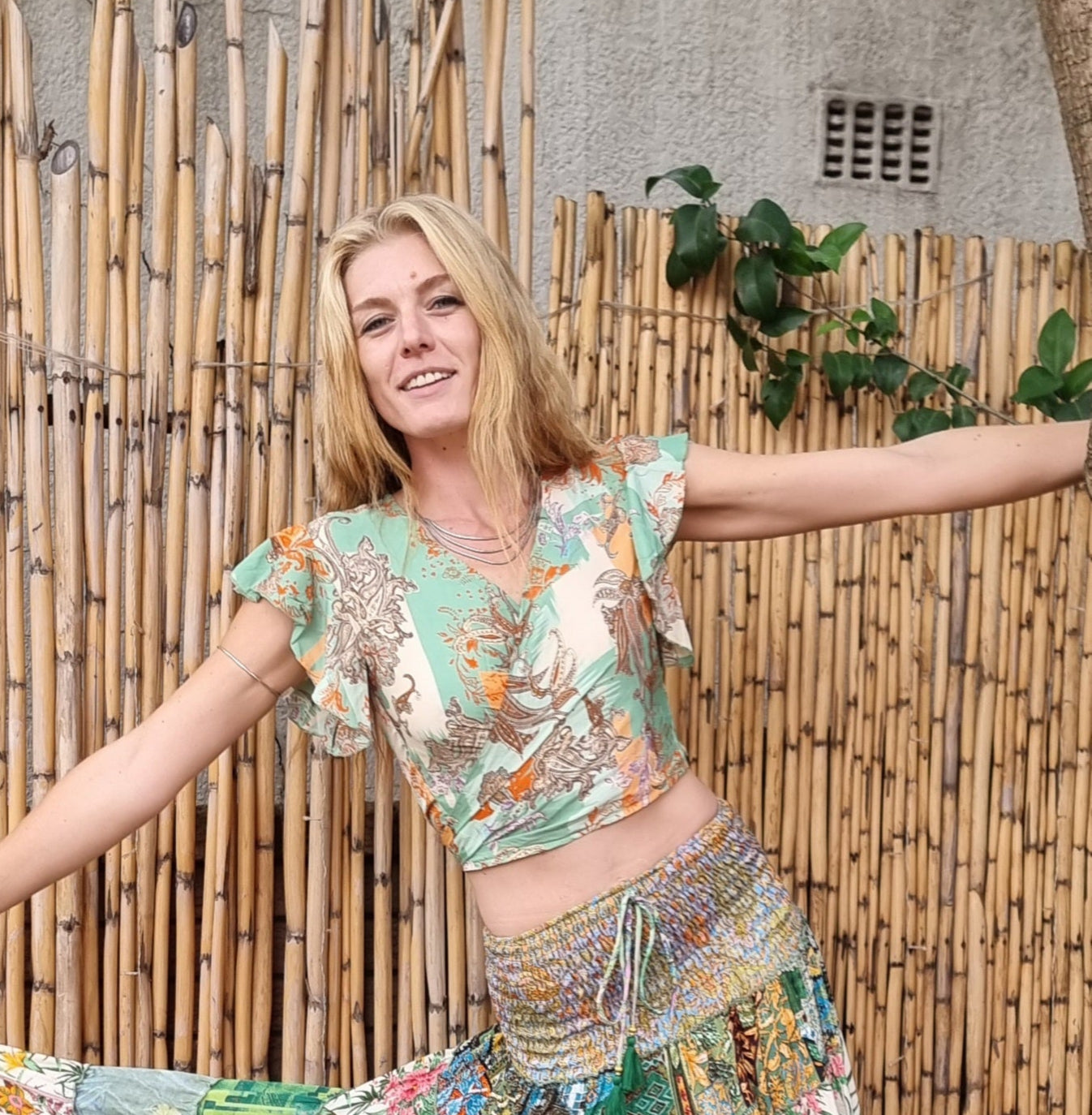 Tropical Treasure Tie Silk Top