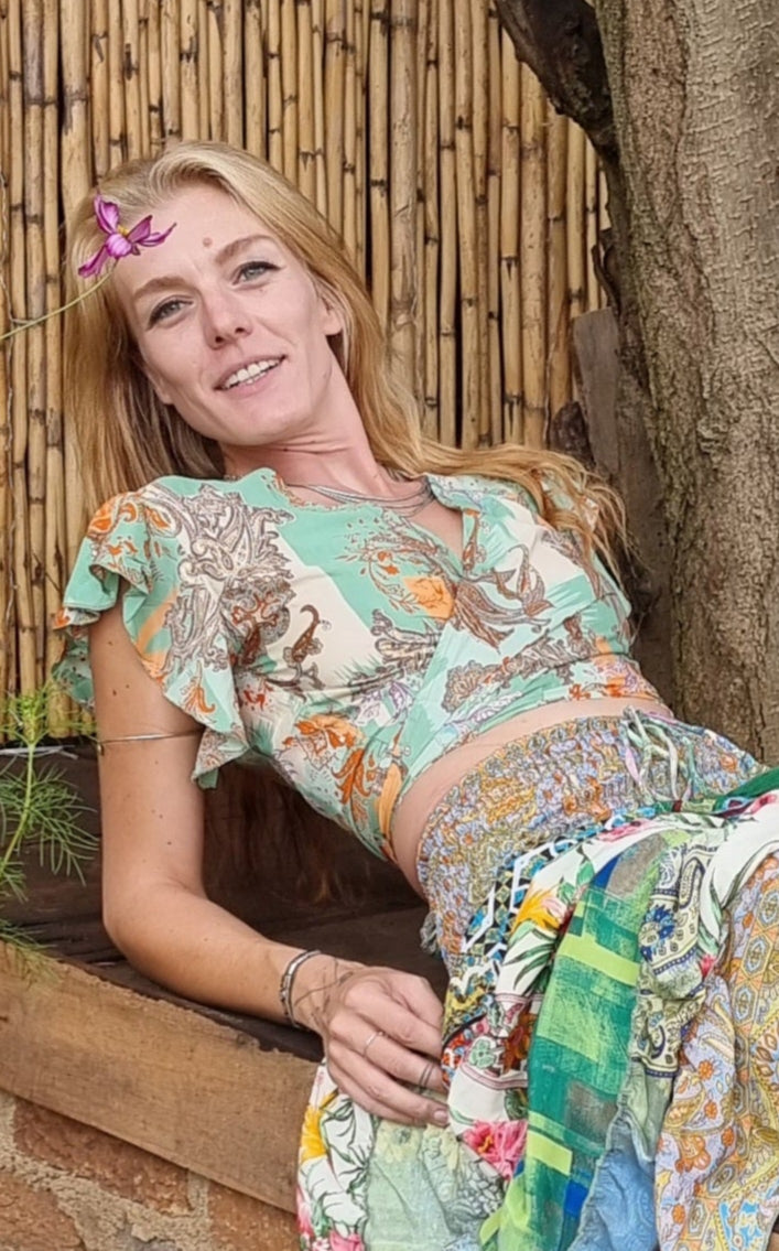 Tropical Treasure Tie Silk Top