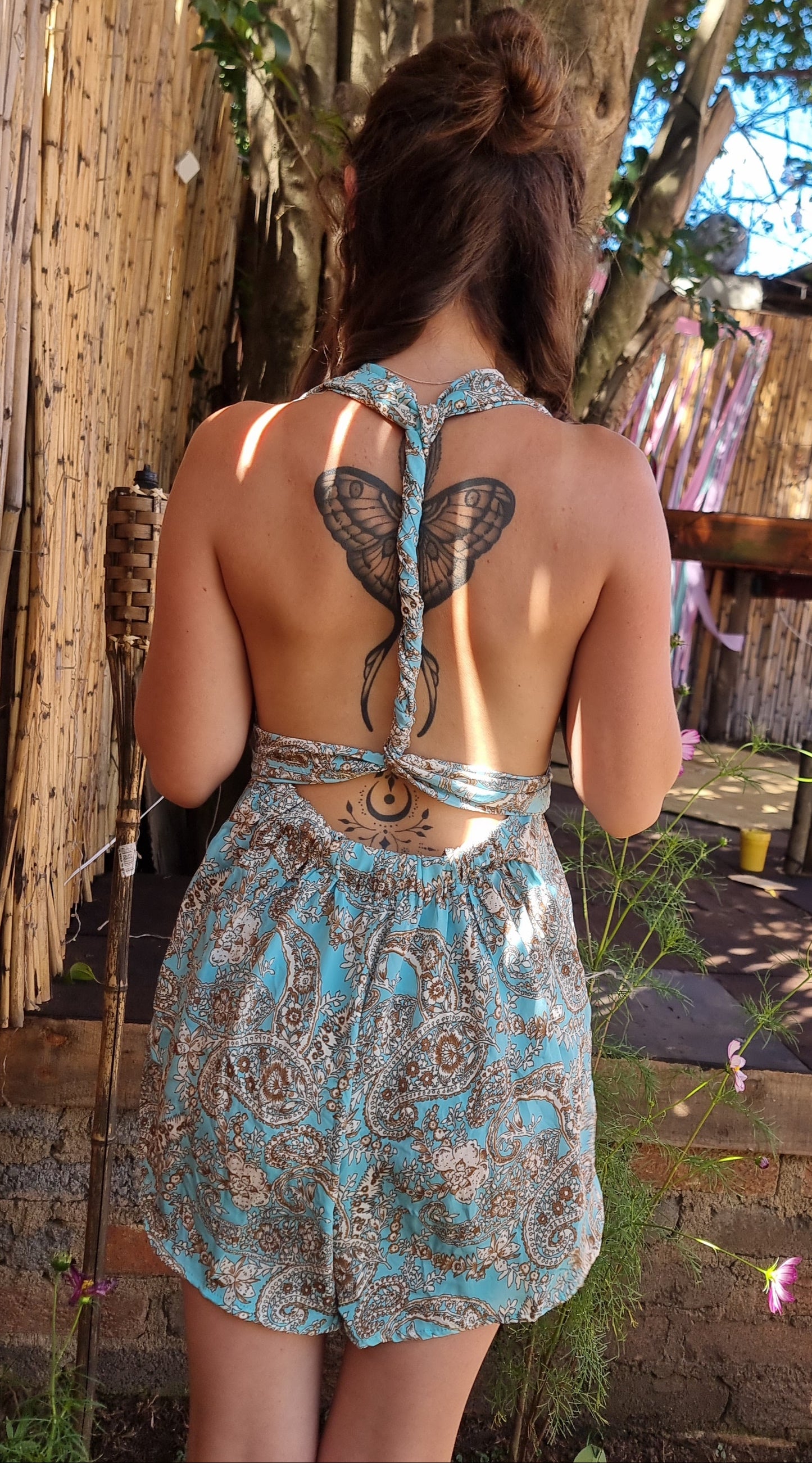 Frosted Sky Silk Short Jumpsuit