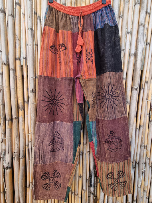 Rustic Cotton Patchwork Pants (Medium)