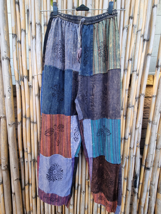 Fluorite Cotton Patchwork Pants (Medium)