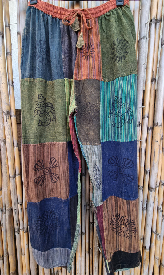 Forest Floor Cotton Patchwork Pants (Medium)