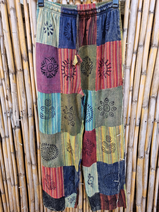 River Rock Cotton Patchwork Pants (Extra Large)