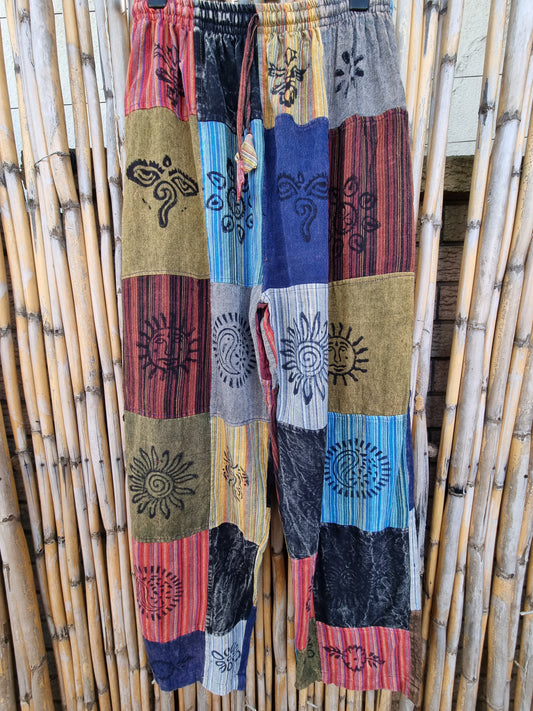 Fray Cotton Patchwork Pants (Extra Large)