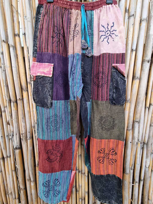 Kunzite Cotton Patchwork Pants (Large)