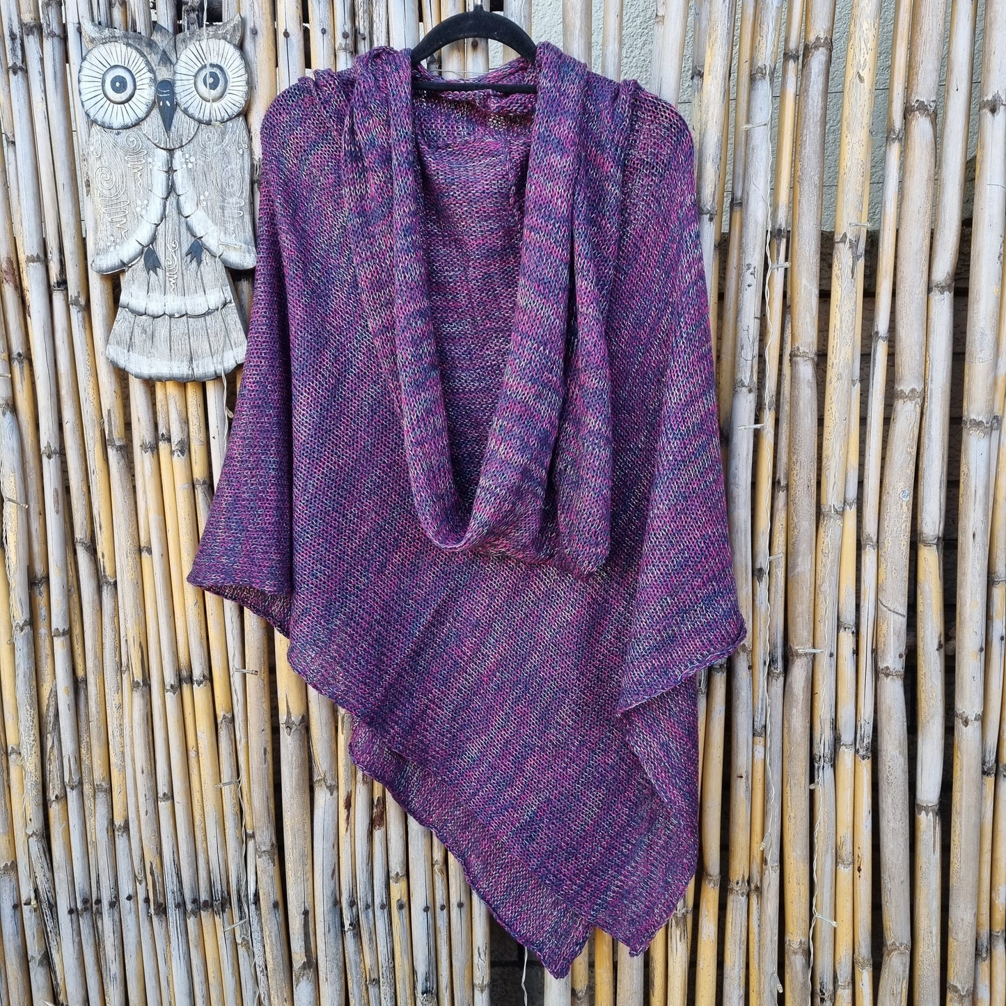Purple Husk Knitted Shawl (Hooded)