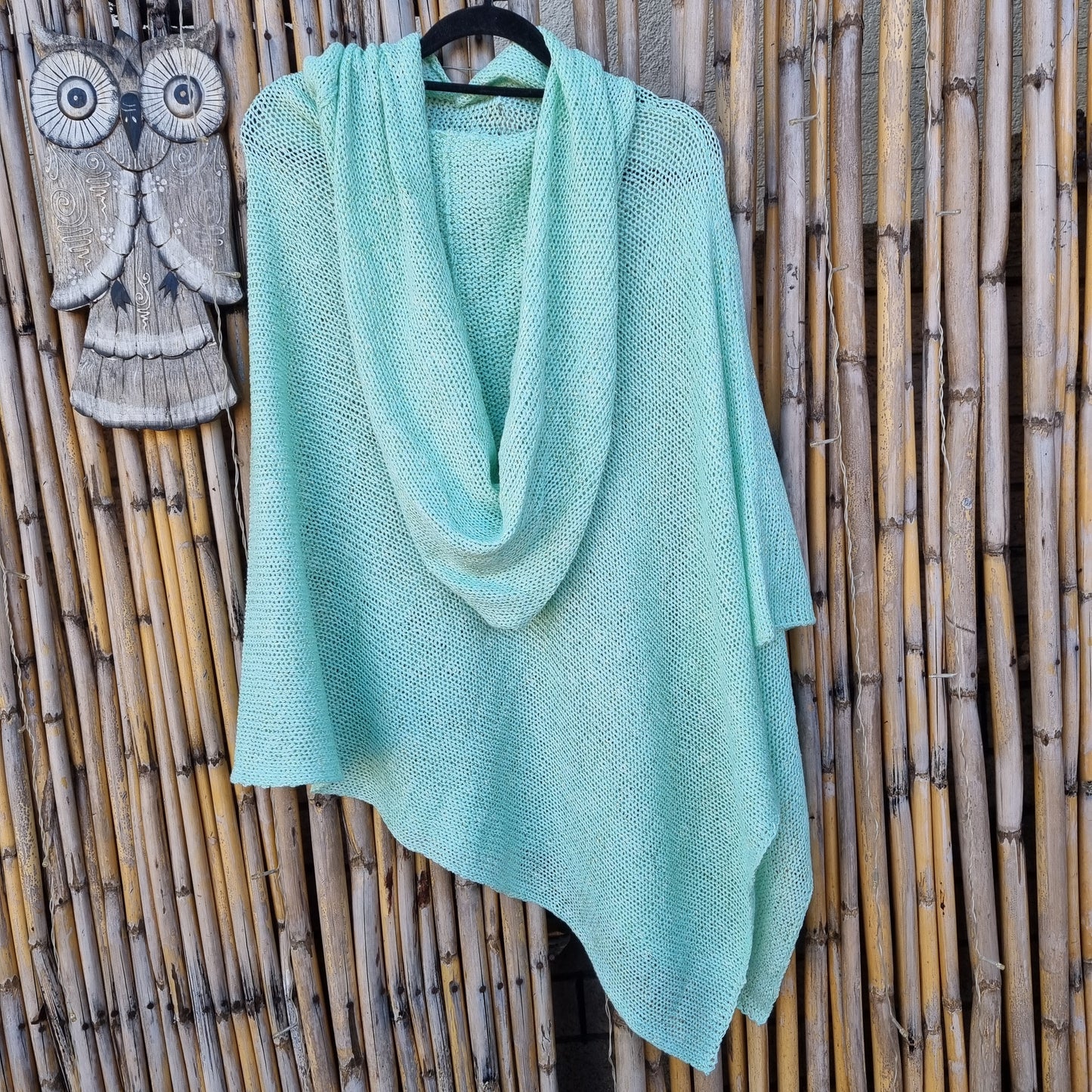 Mint Tea Knitted Shawl (Hooded)