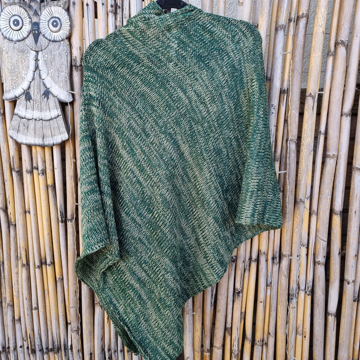 Green Gaia Knitted Shawl (Hooded)