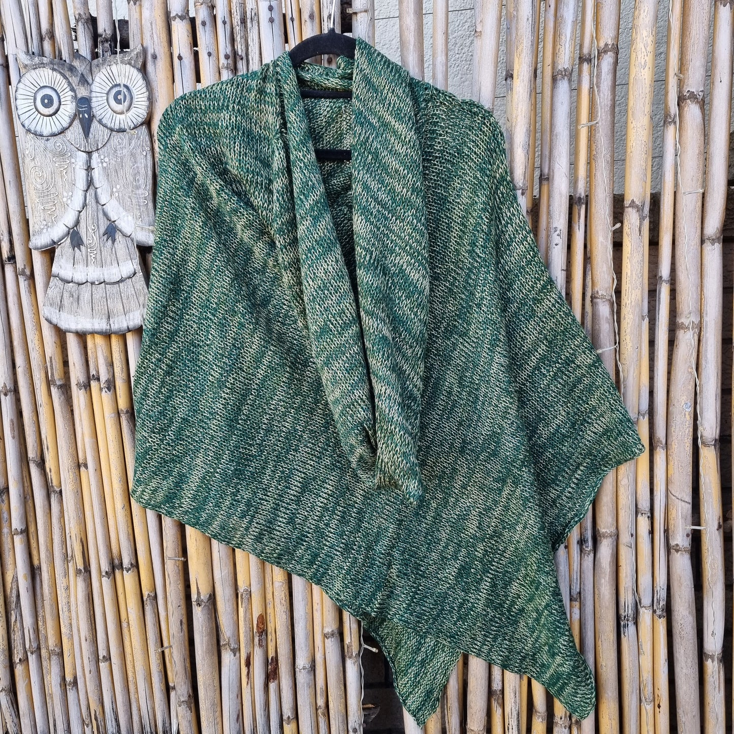 Green Gaia Knitted Shawl (Hooded)