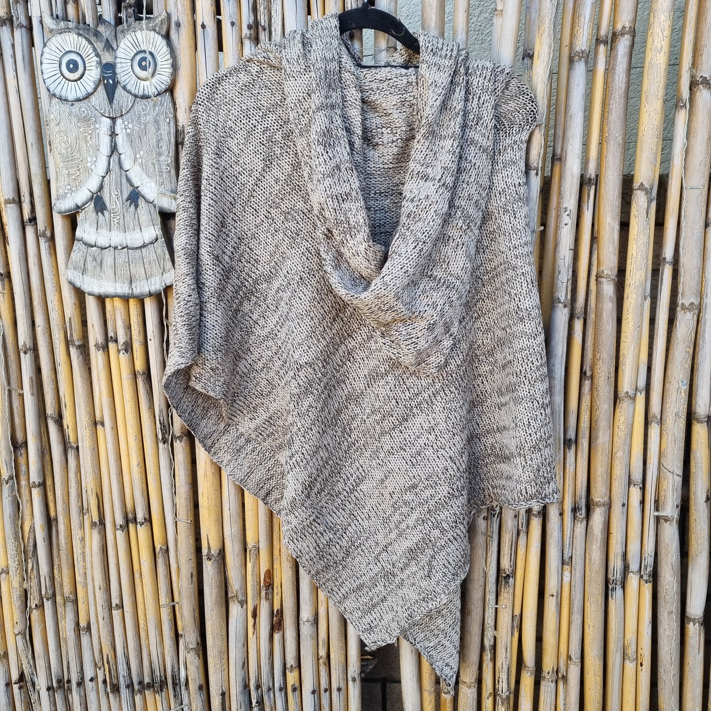 Latte Knitted Shawl (Hooded)