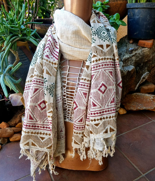 Linen Block Print Scarf