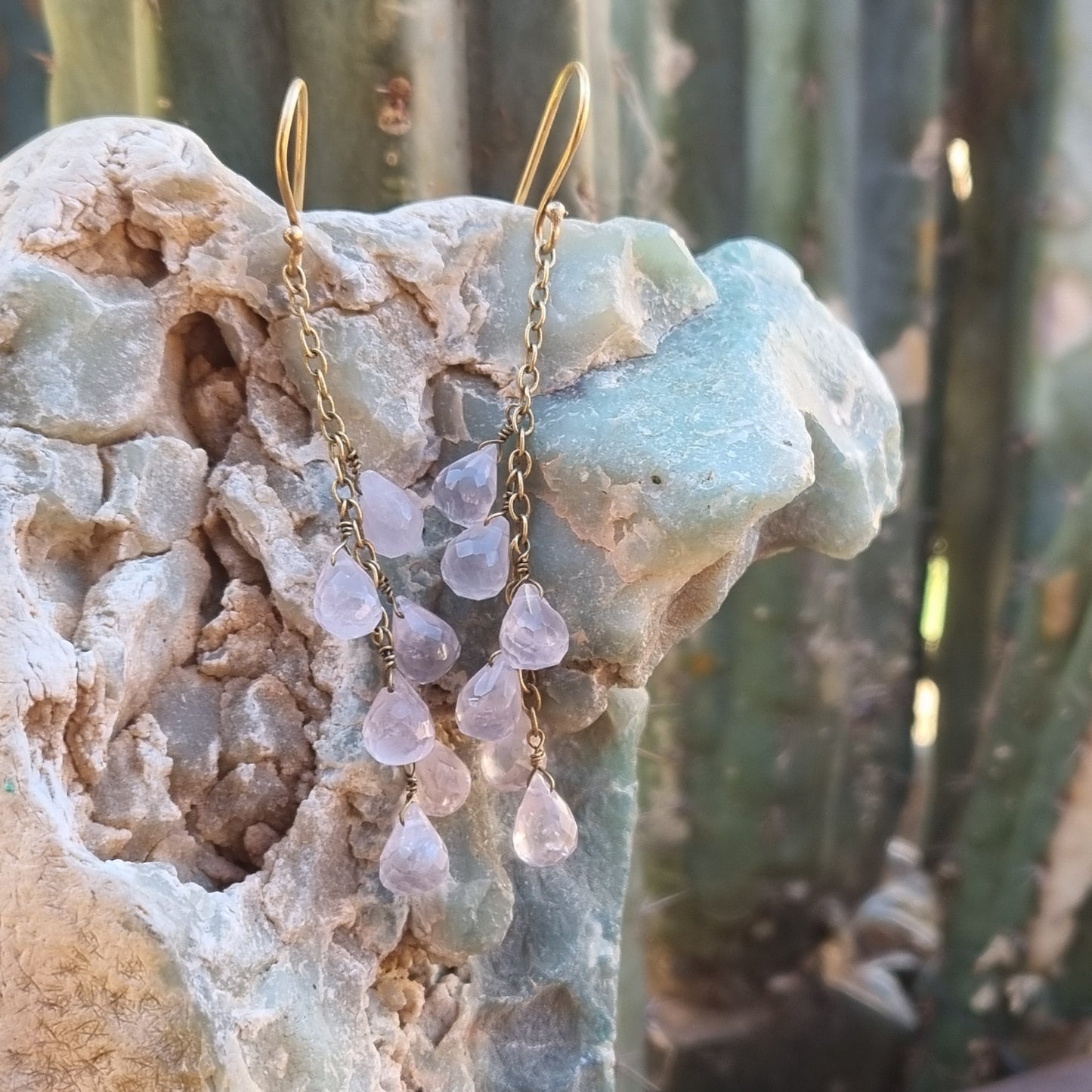 Rose Quartz Cascade Earrings