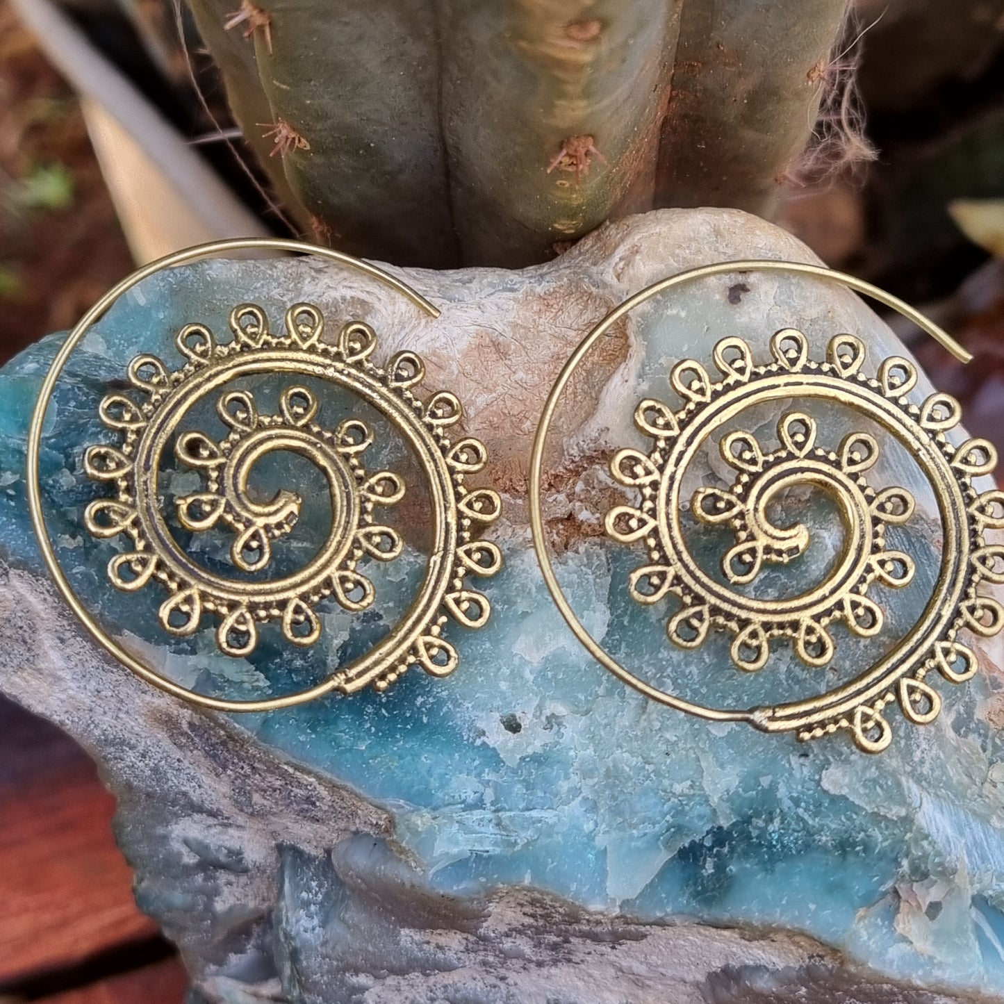 Willow Whirl Brass Earrings
