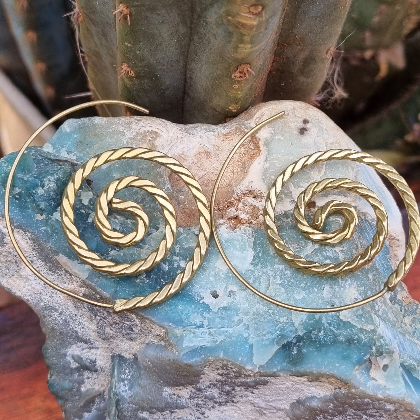 Siren Spiral Brass Earrings