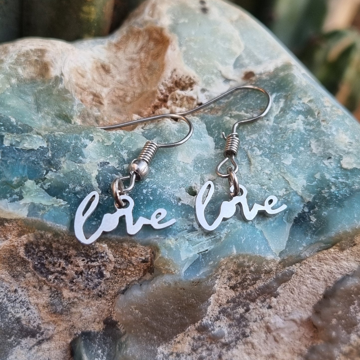 Love White Metal Earrings