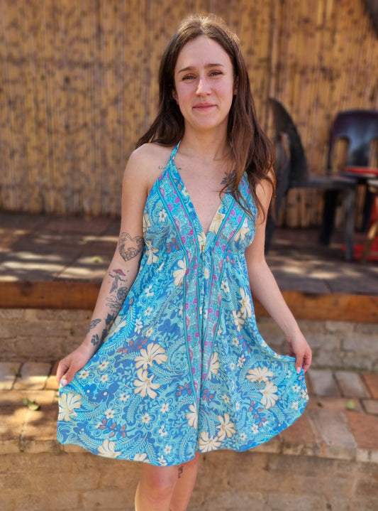 Jeweled Waters Silk Dress