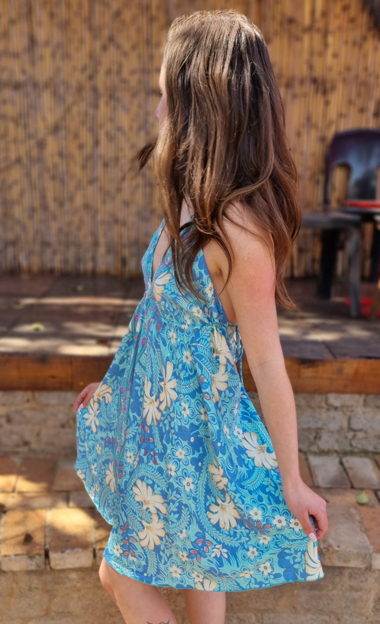 Jeweled Waters Silk Dress