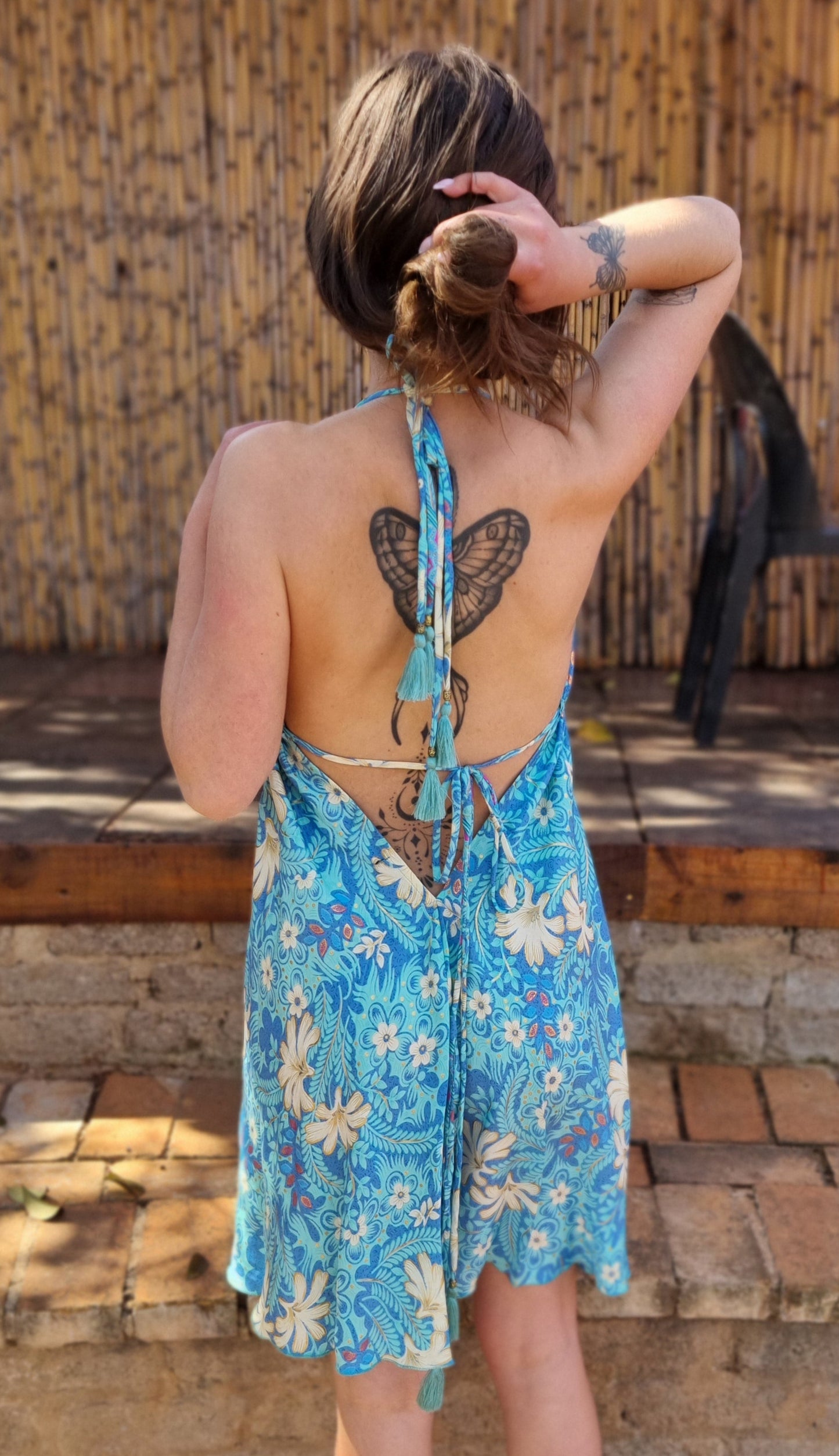 Jeweled Waters Silk Dress
