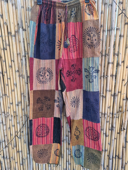 Sunset Dreamer Cotton Patchwork Pants (XXL)