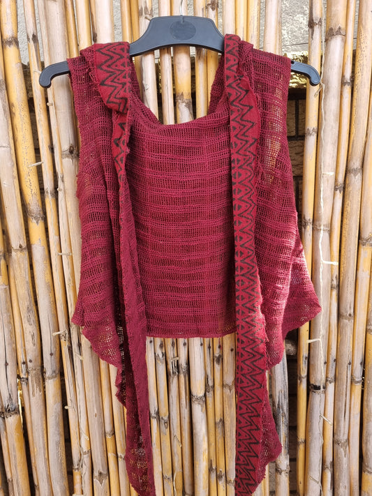 Red Wood Cotton Tie Top