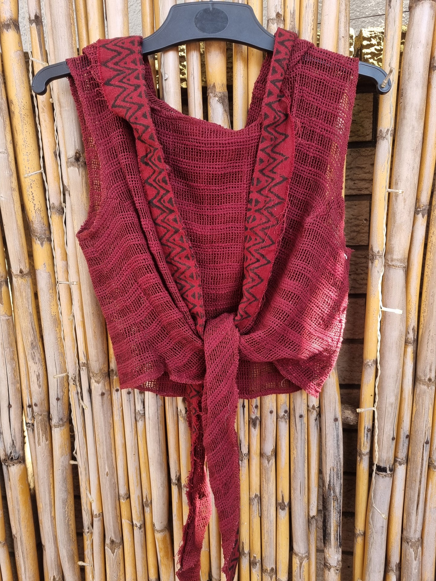 Red Wood Cotton Tie Top
