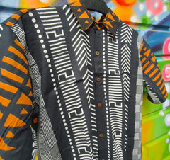 Mens Geometric Print Shirts - Burnt Embers