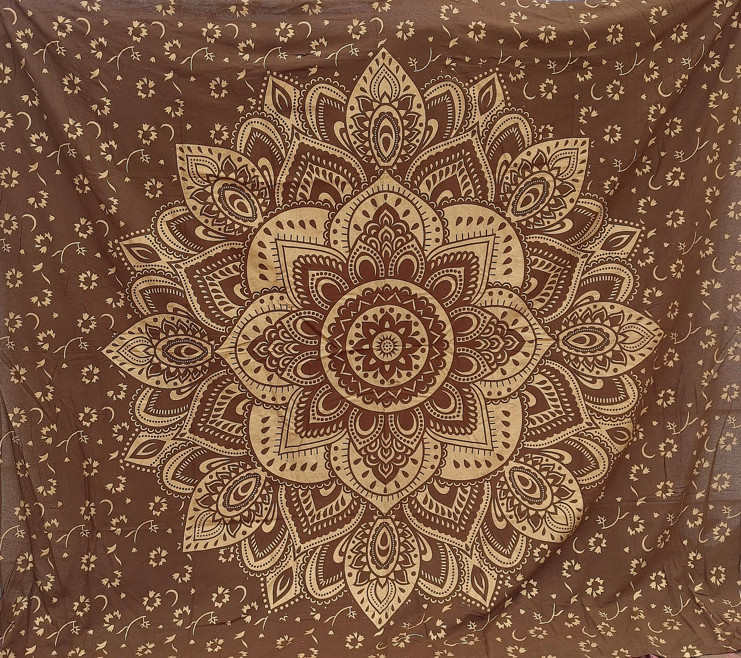 Gold and Brown Mandala Tapestry (Double Size)