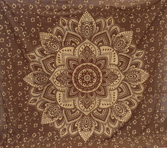 Gold and Brown Mandala Tapestry (Double Size)