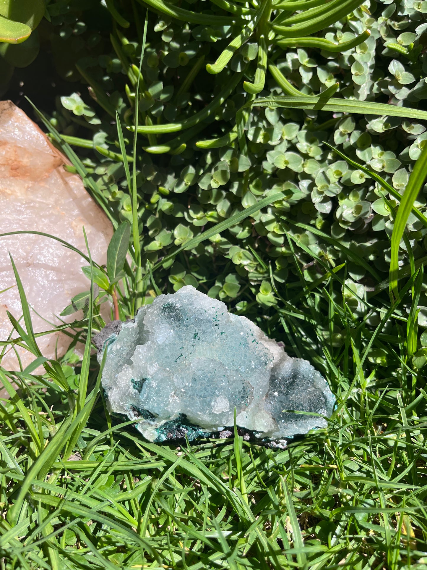 Natural Raw Malachite and Quartz Cluster