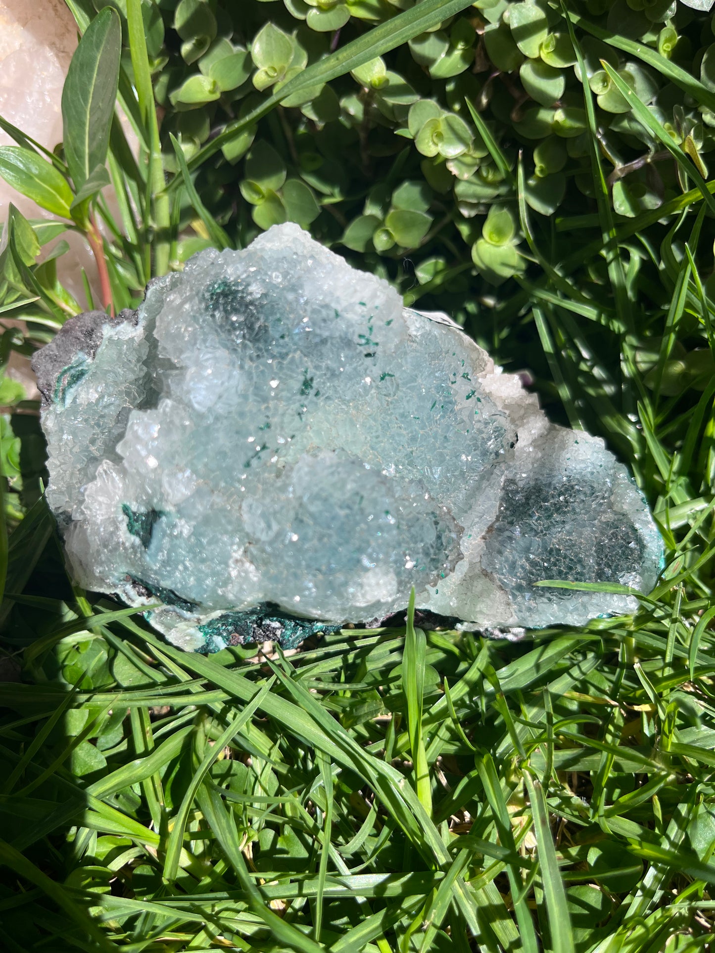 Natural Raw Malachite and Quartz Cluster
