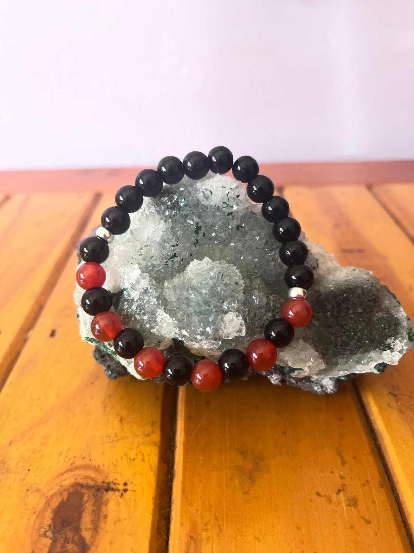 Obsidian and Carnelian Bracelet