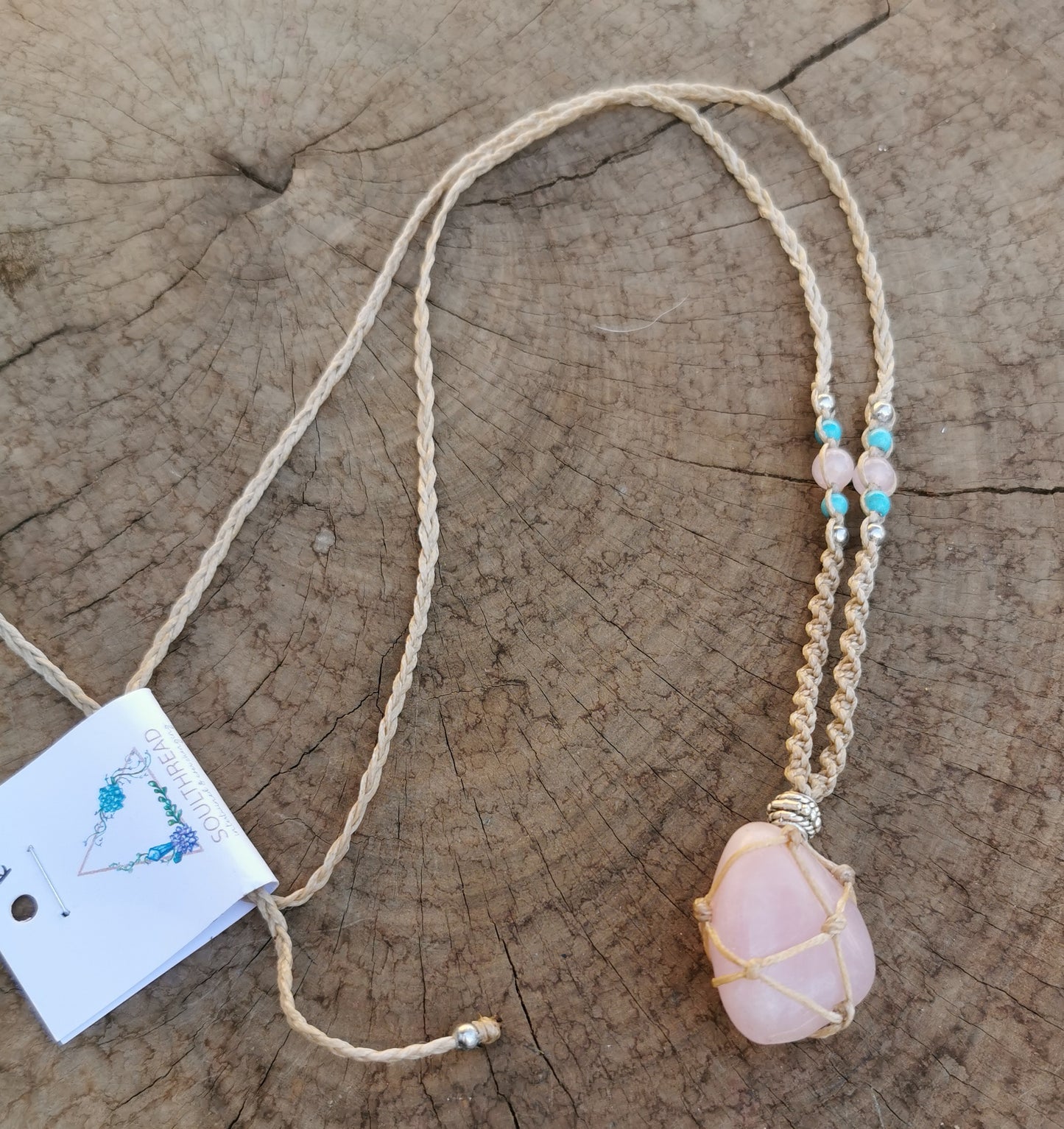 Rose Quartz Macrame Necklace
