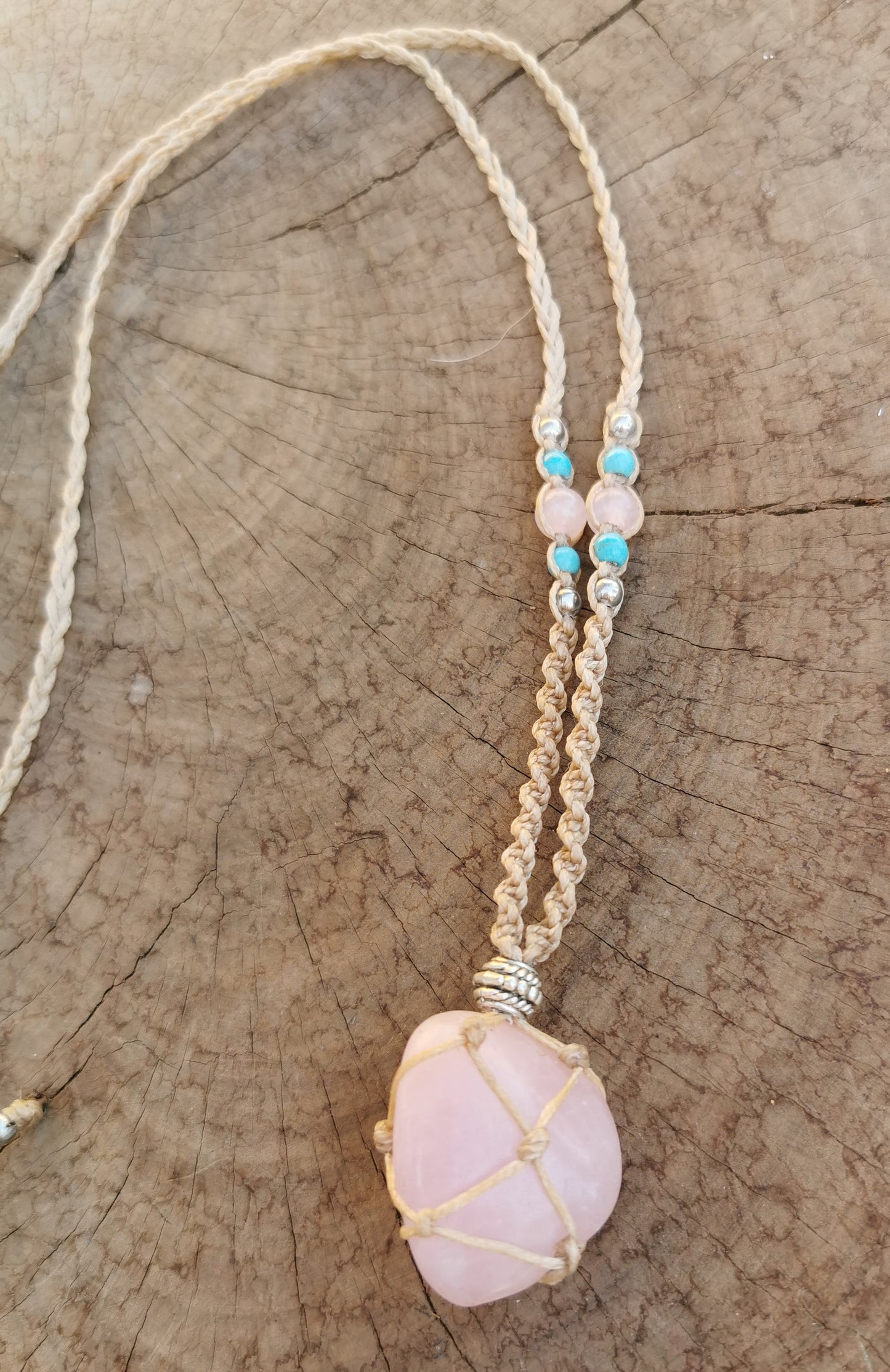 Rose Quartz Macrame Necklace
