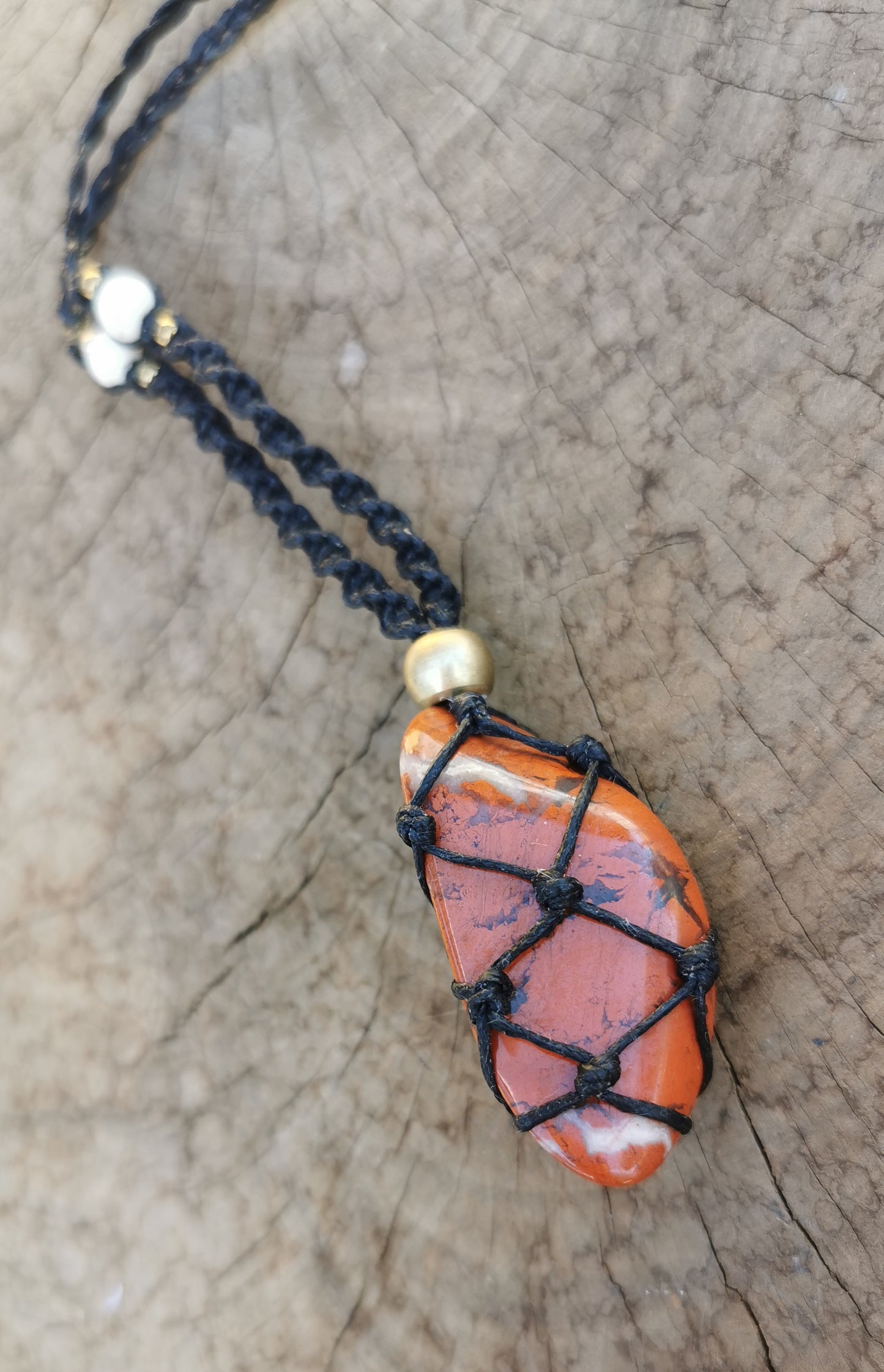 Red Jasper Macrame Necklace