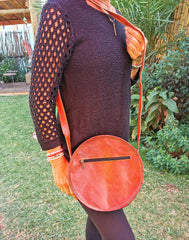 Round Leather Sling Bag (Large)