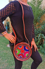Round Leather Sling Bag (Small)