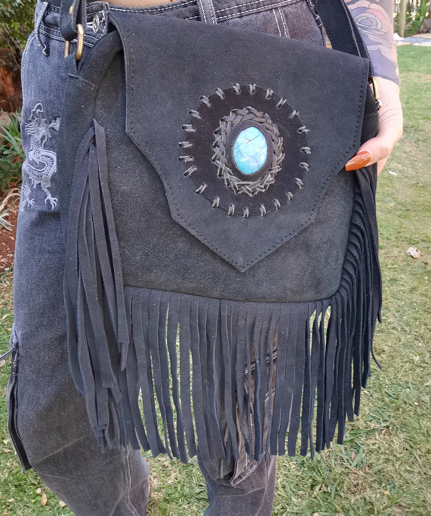Suede Crystal Bag (Black)