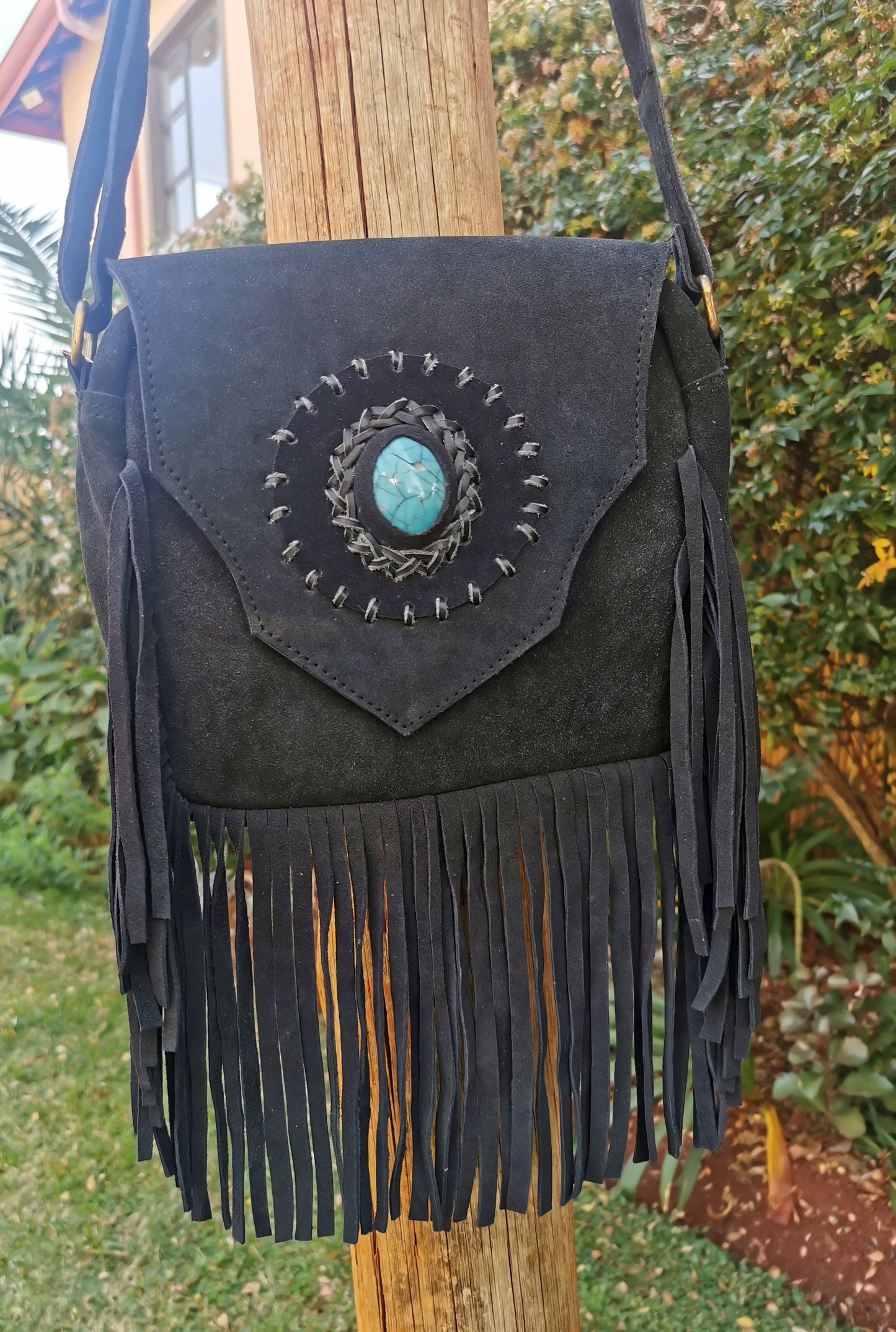 Suede Crystal Bag (Black)