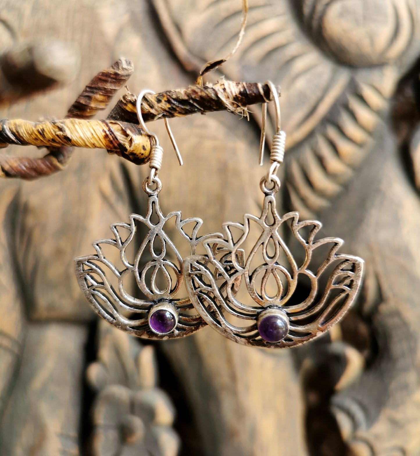 Amethyst Lotus Earrings