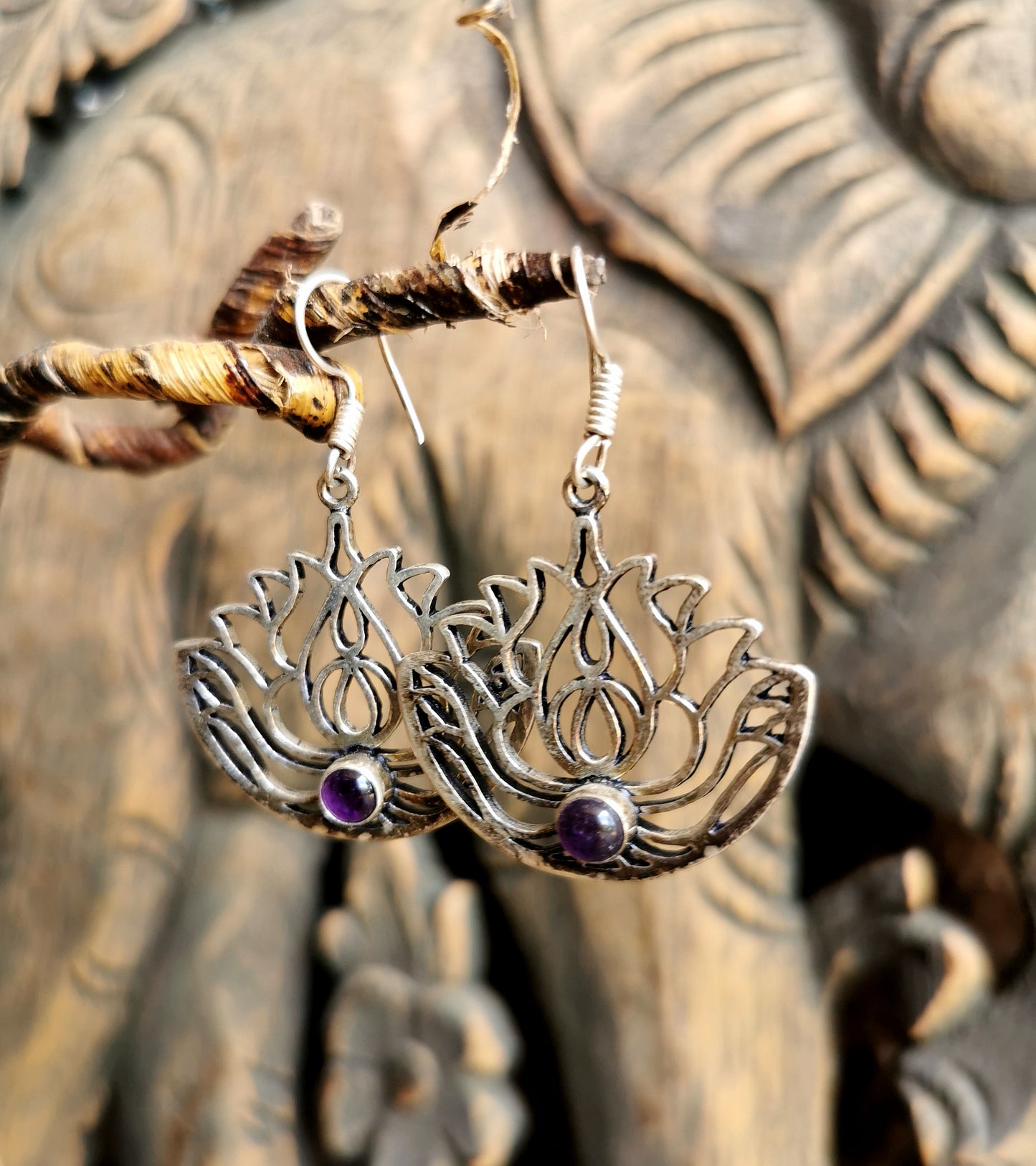 Amethyst Lotus Earrings